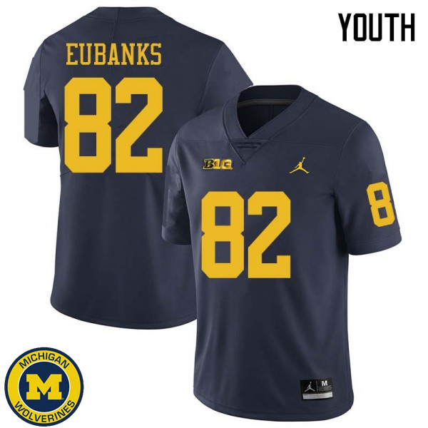 Youth Michigan Wolverines #82 Nick Eubanks Navy Jordan Brand Fashion Jersey